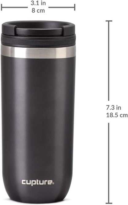 TWIST-TOP Vacuum-Insulated Stainless Steel Travel Mug, 16 oz, Gunmetal Gray
