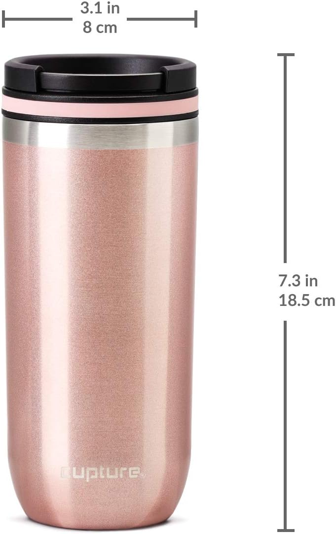 TWIST-TOP Vacuum-Insulated Stainless Steel Travel Mug, 16 oz, Gunmetal Gray