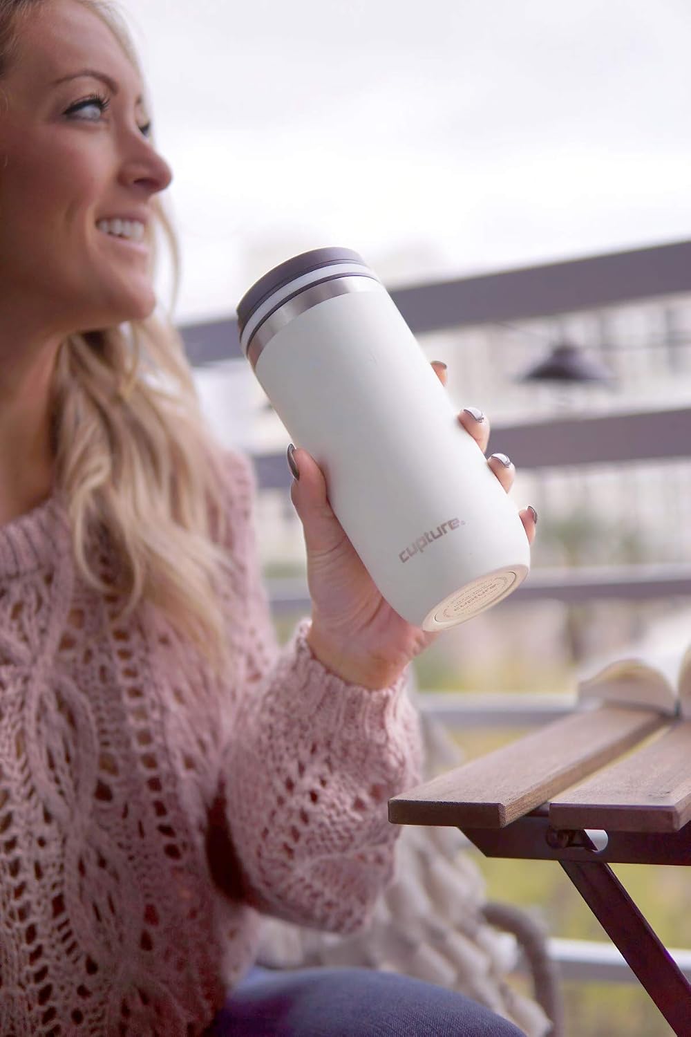 TWIST-TOP Vacuum-Insulated Stainless Steel Travel Mug, 16 oz, Gunmetal Gray