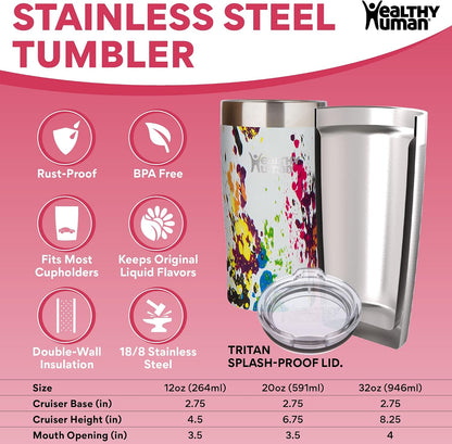 Stainless Steel Tumbler with Straw & Lid | Splash Proof Insulated Travel Cup | Eco-Friendly Coffee Tumblers | Water Cups with Straws Cleaner and Splash Proof Lids (32oz, Lilac)