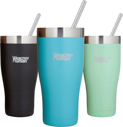 Stainless Steel Tumbler with Straw & Lid | Splash Proof Insulated Travel Cup | Eco-Friendly Coffee Tumblers | Water Cups with Straws Cleaner and Splash Proof Lids (32oz, Lilac)