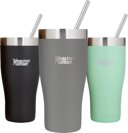 Stainless Steel Tumbler with Straw & Lid | Splash Proof Insulated Travel Cup | Eco-Friendly Coffee Tumblers | Water Cups with Straws Cleaner and Splash Proof Lids (32oz, Lilac)