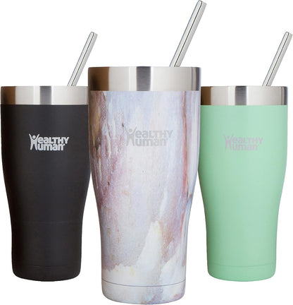 Stainless Steel Tumbler with Straw & Lid | Splash Proof Insulated Travel Cup | Eco-Friendly Coffee Tumblers | Water Cups with Straws Cleaner and Splash Proof Lids (32oz, Lilac)