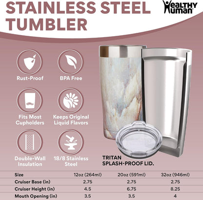 Stainless Steel Tumbler with Straw & Lid | Splash Proof Insulated Travel Cup | Eco-Friendly Coffee Tumblers | Water Cups with Straws Cleaner and Splash Proof Lids (32oz, Lilac)