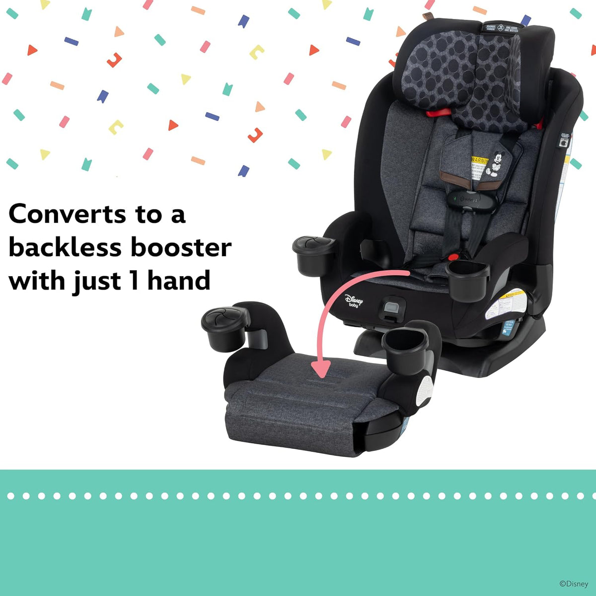 Baby EverSlim 4-in-1 Convertible Car Seat, Vintage Mickey Mouse