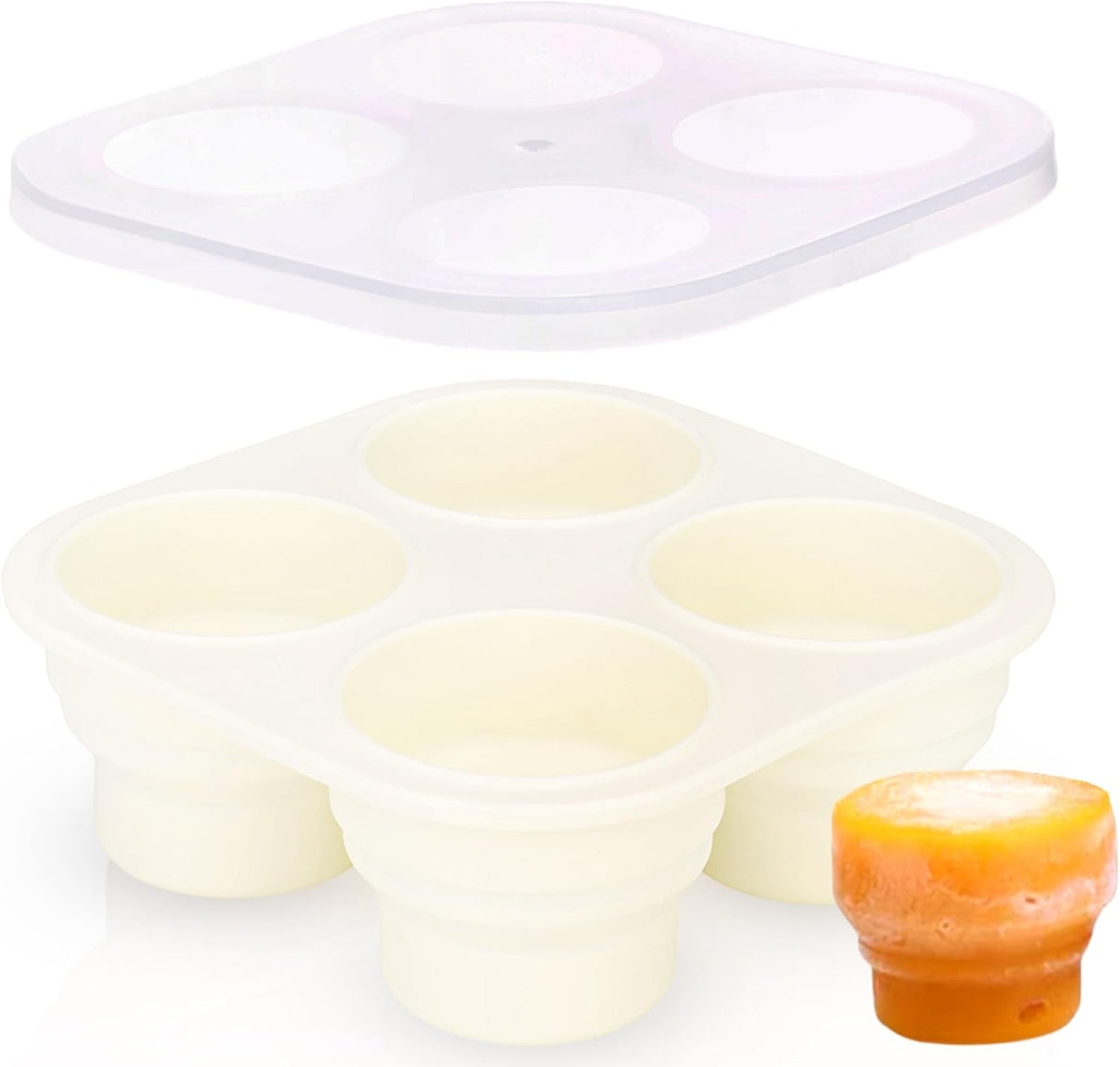 Silicone Freezer Tray with Lid - Stackable 2 oz Large Ice Cube Molds for Homemade Purees, Egg Bites, Broth Food Storage - Dishwasher Safe (Pink) - 2 Pack