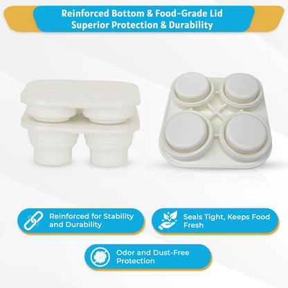Silicone Freezer Tray with Lid - Stackable 2 oz Large Ice Cube Molds for Homemade Purees, Egg Bites, Broth Food Storage - Dishwasher Safe (Pink) - 2 Pack