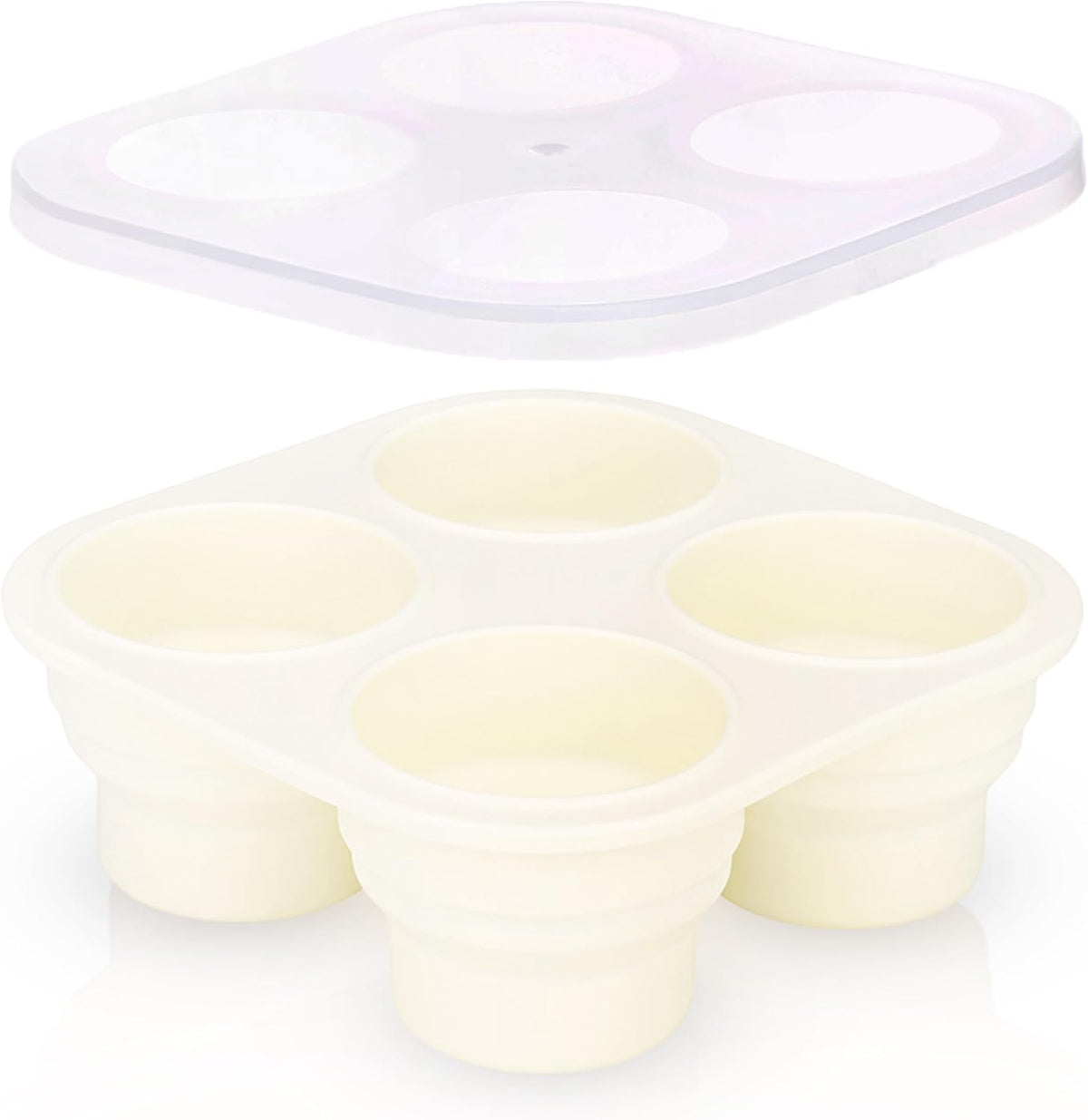 Silicone Freezer Tray with Lid - Stackable 2 oz Large Ice Cube Molds for Homemade Purees, Egg Bites, Broth Food Storage - Dishwasher Safe (Pink) - 2 Pack