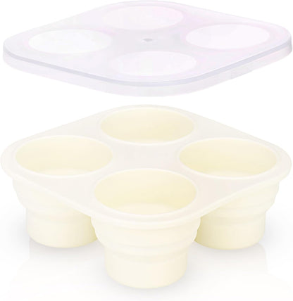 Silicone Freezer Tray with Lid - Stackable 2 oz Large Ice Cube Molds for Homemade Purees, Egg Bites, Broth Food Storage - Dishwasher Safe (Pink) - 2 Pack