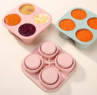 Silicone Freezer Tray with Lid - Stackable 2 oz Large Ice Cube Molds for Homemade Purees, Egg Bites, Broth Food Storage - Dishwasher Safe (Pink) - 2 Pack