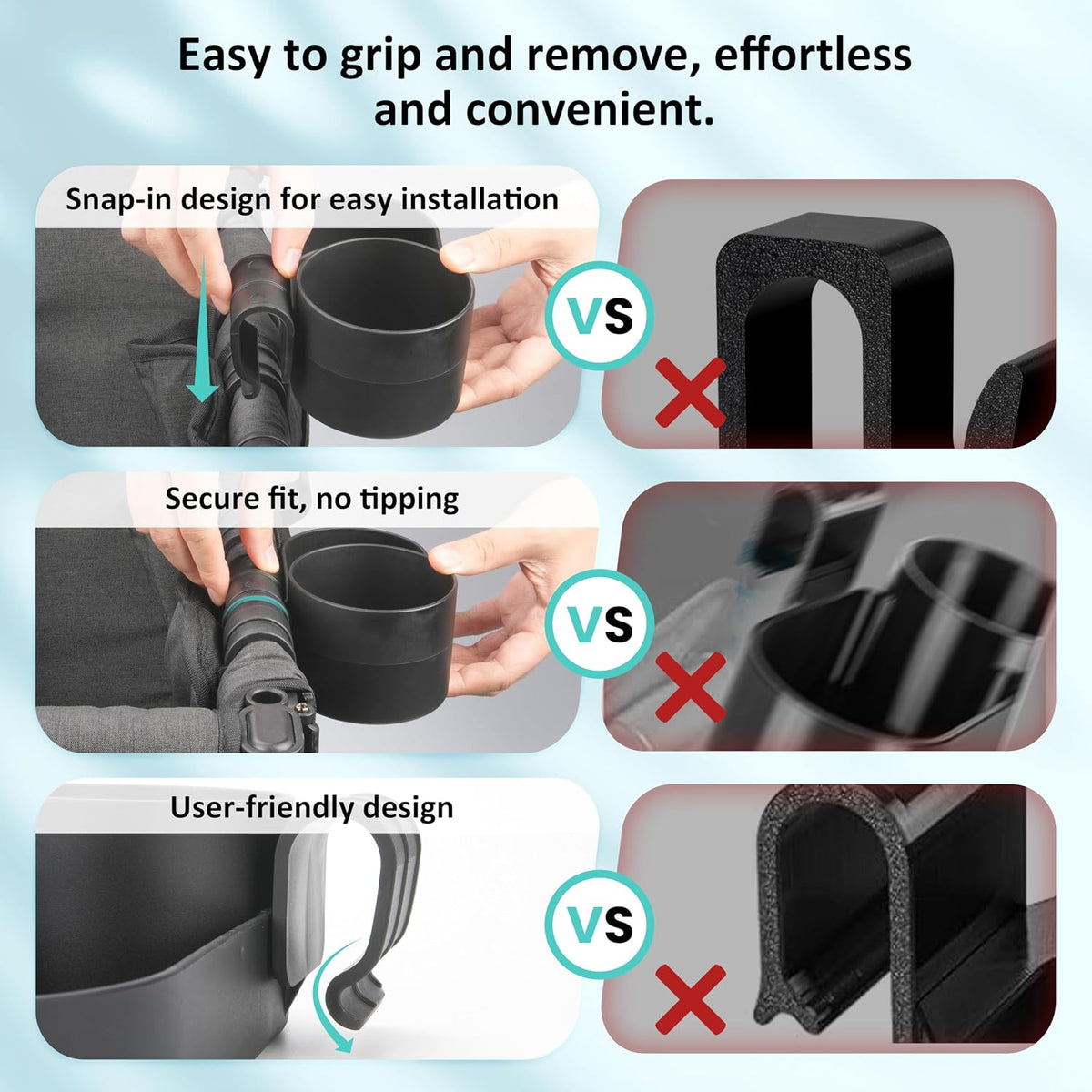 Forward-Facing Support Bar + 2-Pack Stroller Wagon Snack Tray with Spill-Proof Cup Holders - Wonderfold Accessories Compatible with WONDERFOLD W2 Elite/Luxe 2-Seater Wagons, Detachable & Easy Install