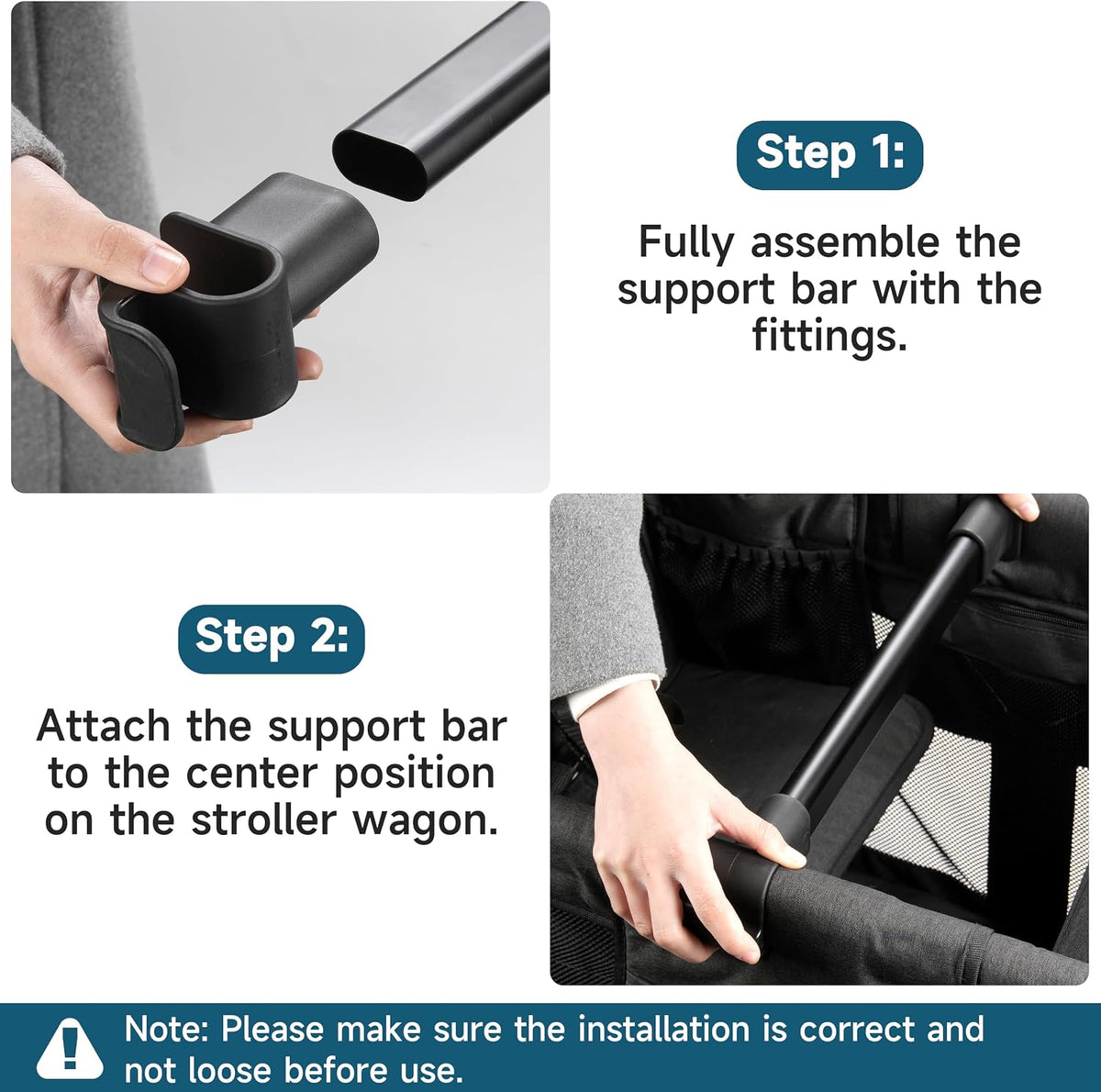 Forward-Facing Support Bar + 2-Pack Stroller Wagon Snack Tray with Spill-Proof Cup Holders - Wonderfold Accessories Compatible with WONDERFOLD W2 Elite/Luxe 2-Seater Wagons, Detachable & Easy Install