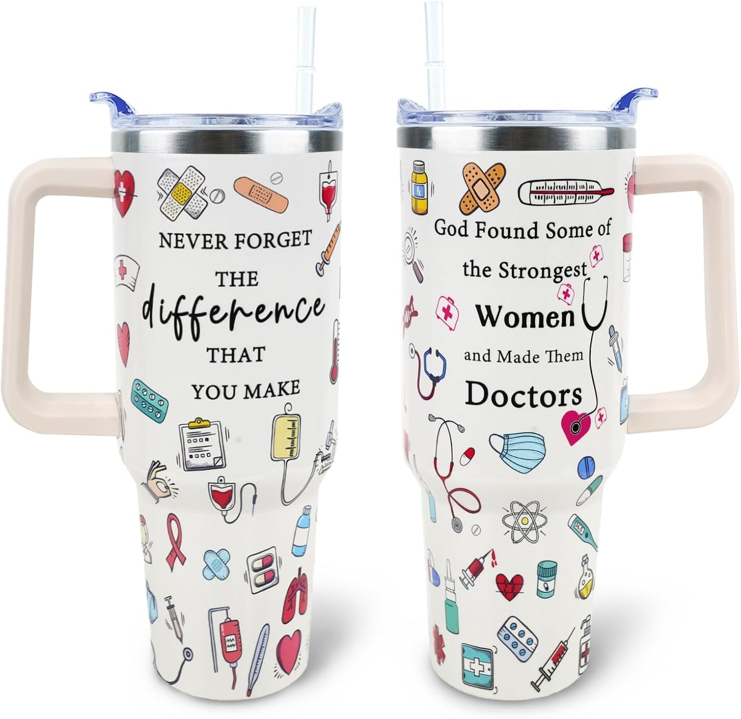 Dental Assistant 40 oz Tumbler with Handle Straw Lid Leak Proof | Travel Coffee Mug Insulated Hot Cold Ice Christmas Mothers Day Birthday Gifts for Women Dental Assistant