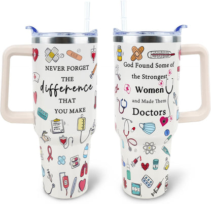 Dental Assistant 40 oz Tumbler with Handle Straw Lid Leak Proof | Travel Coffee Mug Insulated Hot Cold Ice Christmas Mothers Day Birthday Gifts for Women Dental Assistant