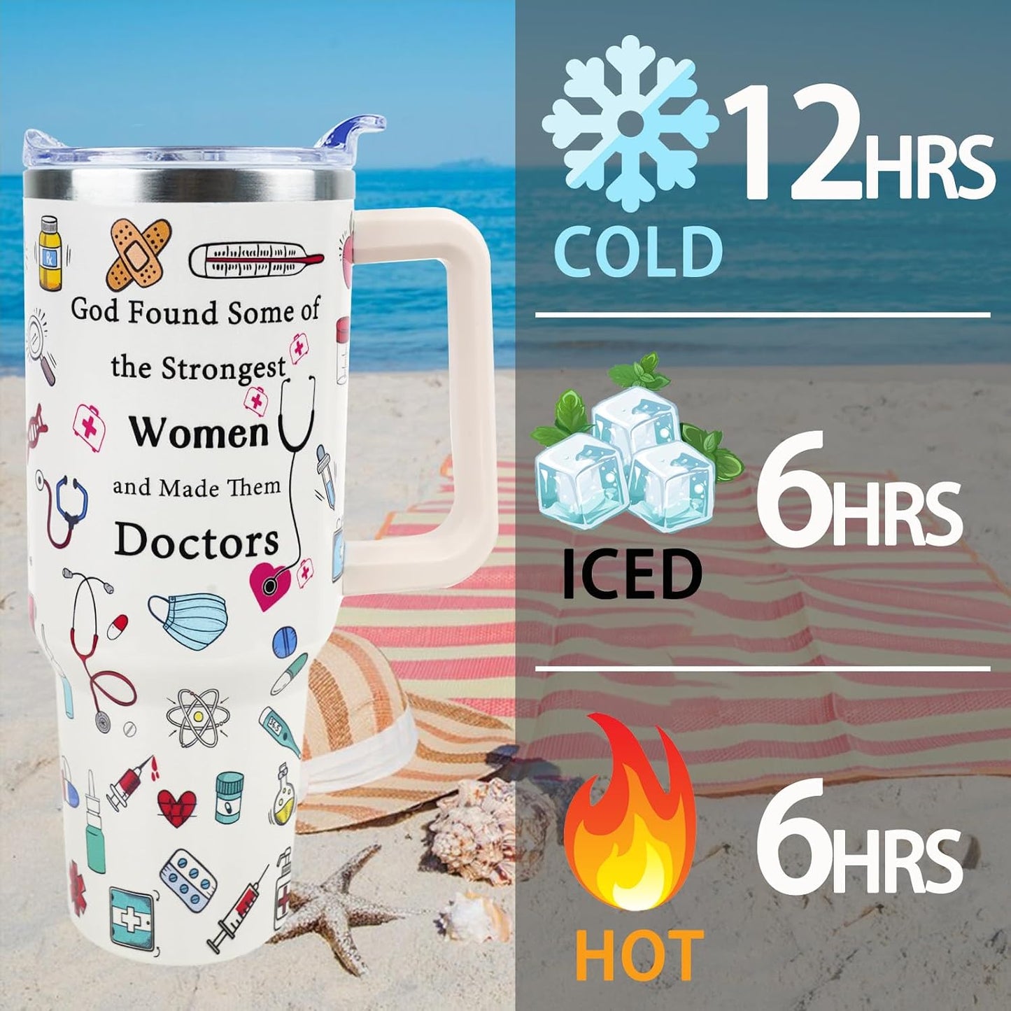 Dental Assistant 40 oz Tumbler with Handle Straw Lid Leak Proof | Travel Coffee Mug Insulated Hot Cold Ice Christmas Mothers Day Birthday Gifts for Women Dental Assistant