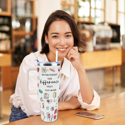 Dental Assistant 40 oz Tumbler with Handle Straw Lid Leak Proof | Travel Coffee Mug Insulated Hot Cold Ice Christmas Mothers Day Birthday Gifts for Women Dental Assistant