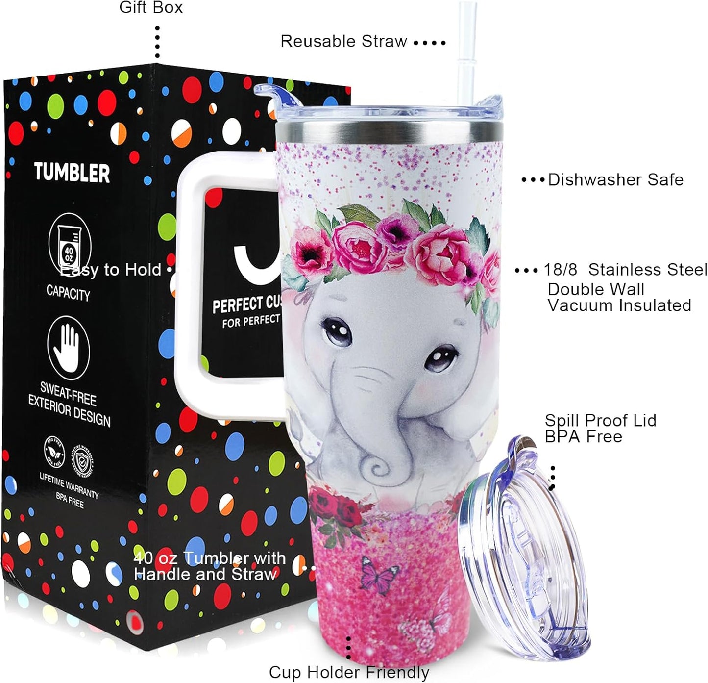 Dental Assistant 40 oz Tumbler with Handle Straw Lid Leak Proof | Travel Coffee Mug Insulated Hot Cold Ice Christmas Mothers Day Birthday Gifts for Women Dental Assistant