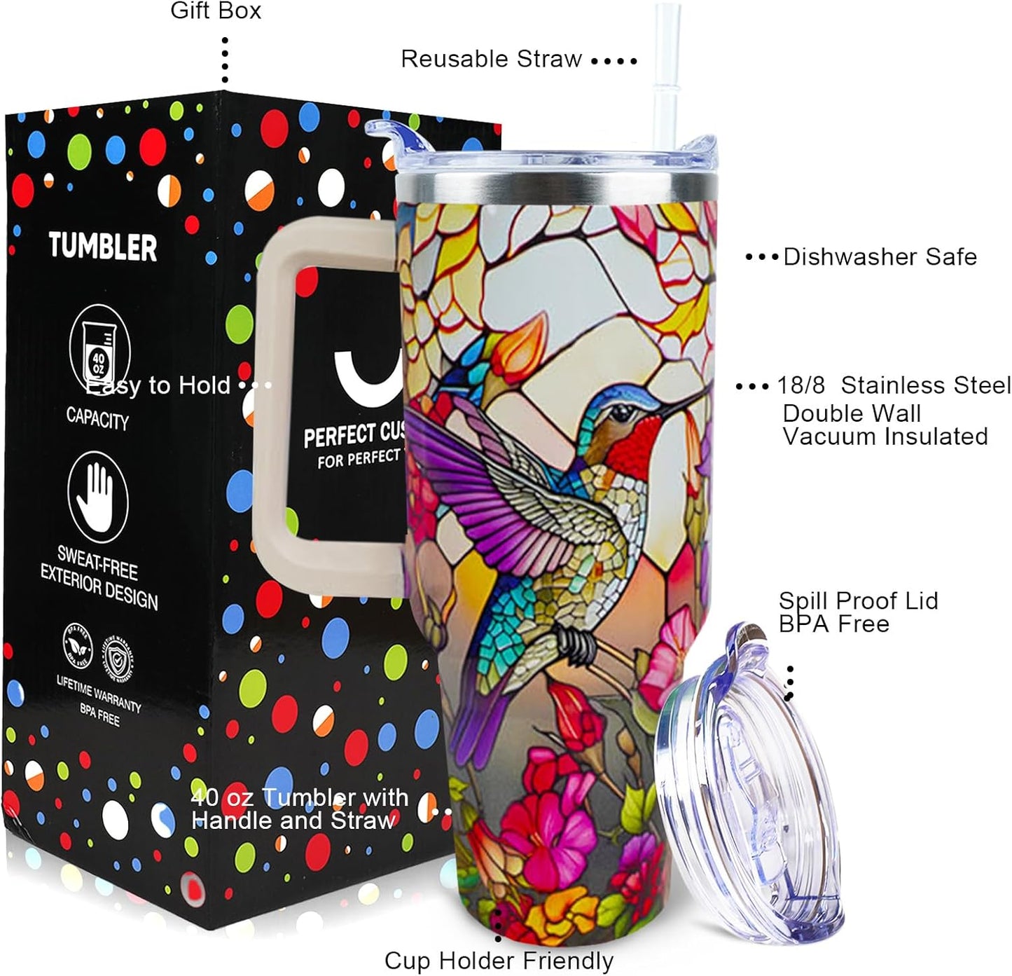 Dental Assistant 40 oz Tumbler with Handle Straw Lid Leak Proof | Travel Coffee Mug Insulated Hot Cold Ice Christmas Mothers Day Birthday Gifts for Women Dental Assistant