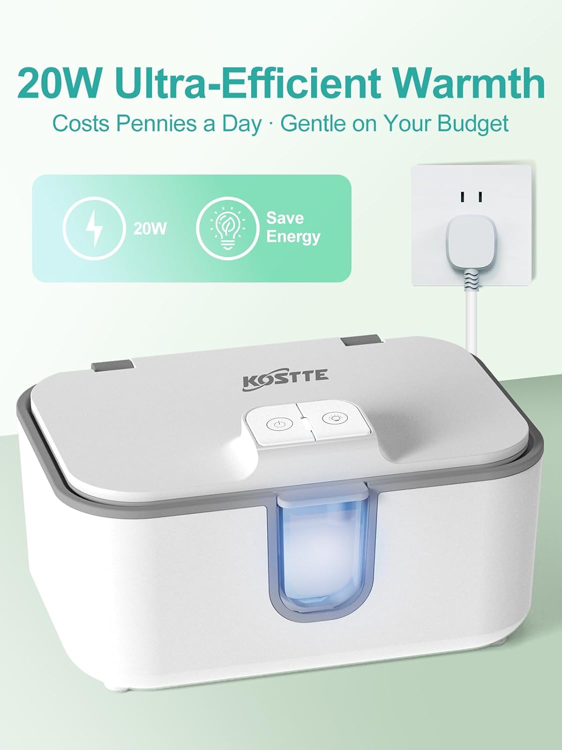 Baby Wipes Warmer, Diaper Wipe Warmer with Night Light, White