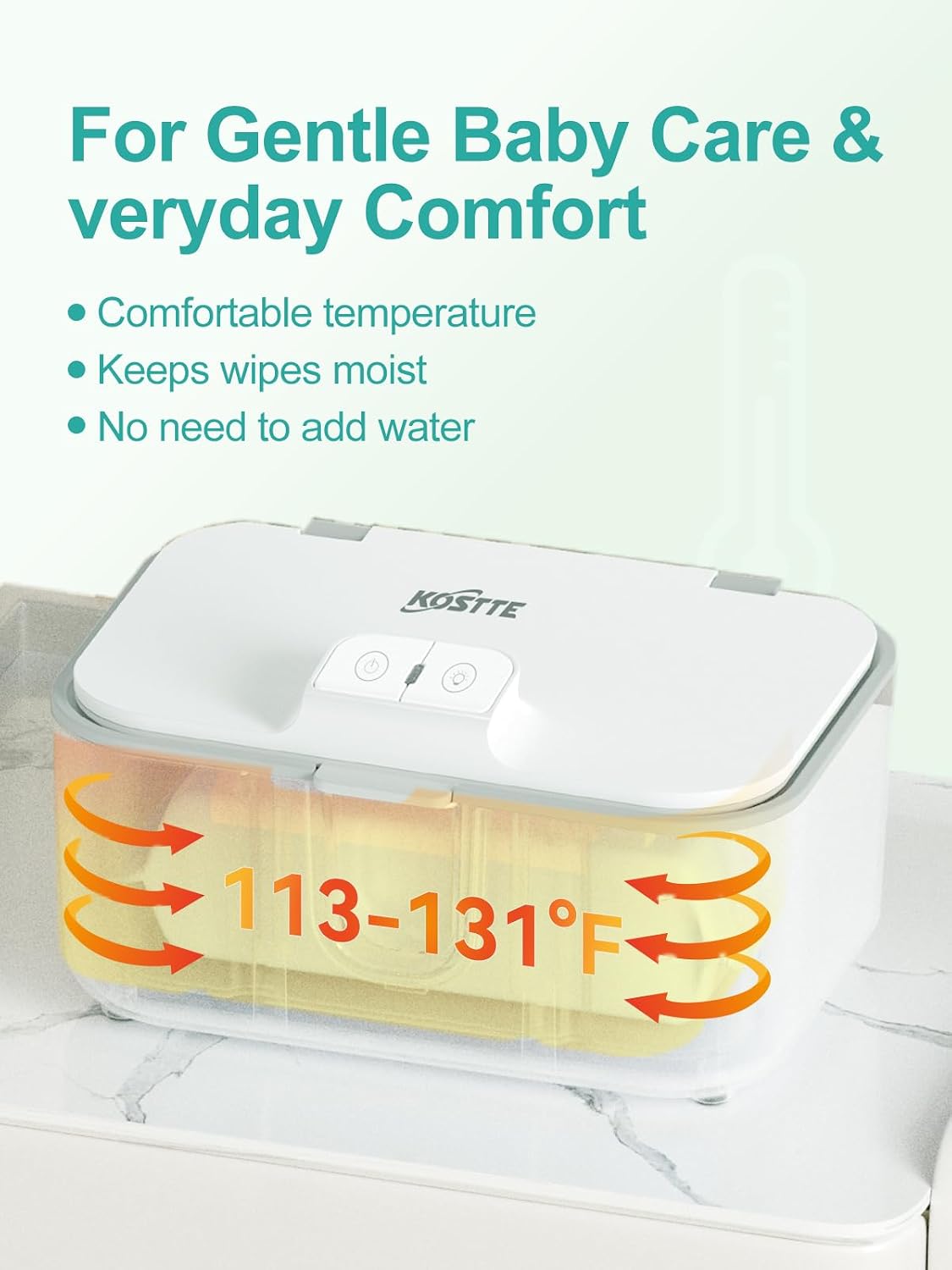 Baby Wipes Warmer, Diaper Wipe Warmer with Night Light, White