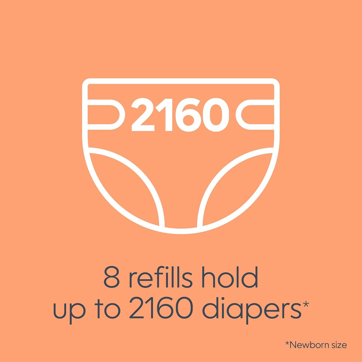 Bags Refills 270 (Pack of 8) Clean Laundry Scent | Diaper Pail Refills with Max Odor Lock | Holds up to 2160 Newborn Diapers