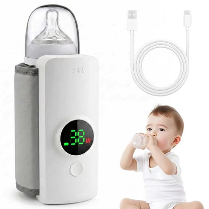 Portable Baby Bottle Warmer for Travel, Cordless Bottle Warmer for Breast Milk & Formula, USB-C Rechargeable, 6 Temperature Settings, Fits Most Baby Bottles