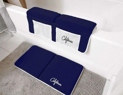 Blue Bath Kneeler and Elbow Rest Bundle (22"x11"x1.5") Cushion Protection for Parents During Baby Bath Tub Time (Blue)