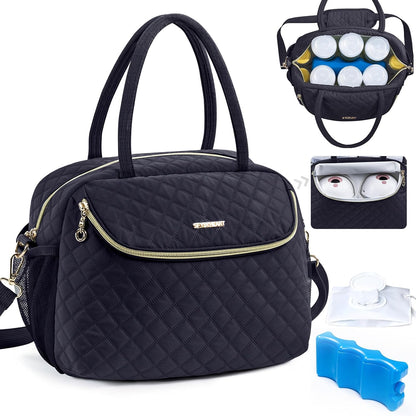 Breastmilk Cooler Travel Bag with 2pcs Wipes Dispensers and Ice Pack -Baby Bottle Cooler Bag for 6 Baby Bottles Up to 9 Ounce - Breast Pump Bag, Breastmilk Storage Bag, Bottle bag for Daycare