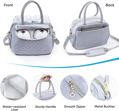 Breastmilk Cooler Travel Bag with 2pcs Wipes Dispensers and Ice Pack -Baby Bottle Cooler Bag for 6 Baby Bottles Up to 9 Ounce - Breast Pump Bag, Breastmilk Storage Bag, Bottle bag for Daycare