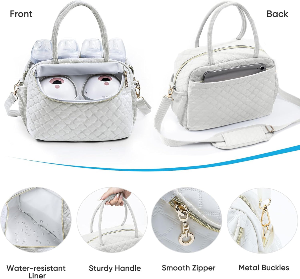 Breastmilk Cooler Travel Bag with 2pcs Wipes Dispensers and Ice Pack -Baby Bottle Cooler Bag for 6 Baby Bottles Up to 9 Ounce - Breast Pump Bag, Breastmilk Storage Bag, Bottle bag for Daycare