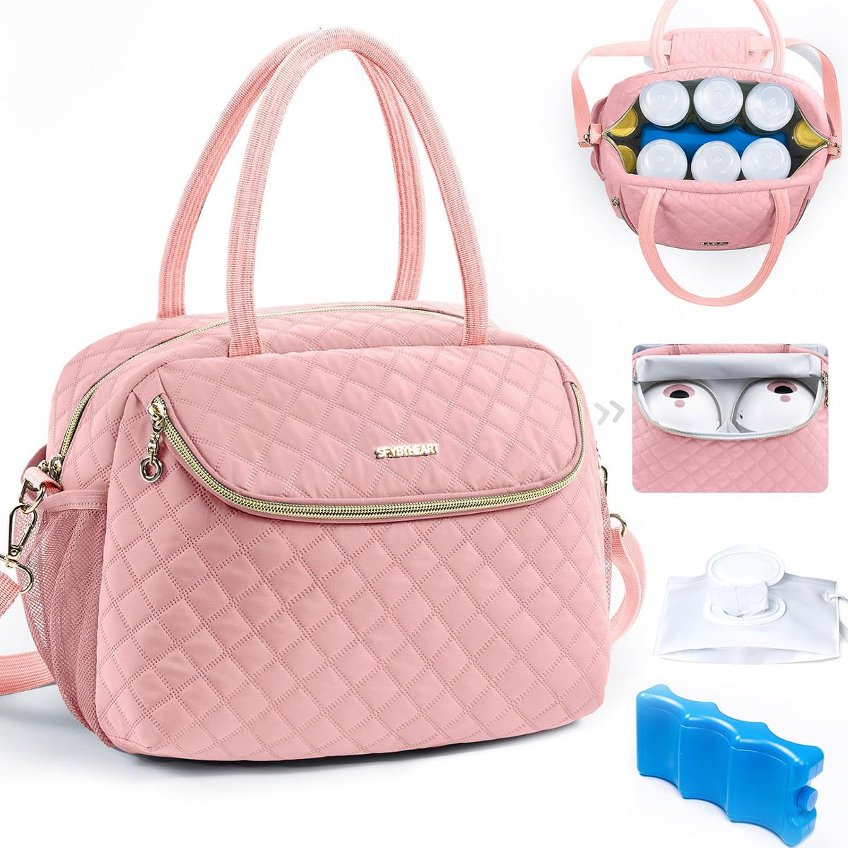 Breastmilk Cooler Travel Bag with 2pcs Wipes Dispensers and Ice Pack -Baby Bottle Cooler Bag for 6 Baby Bottles Up to 9 Ounce - Breast Pump Bag, Breastmilk Storage Bag, Bottle bag for Daycare