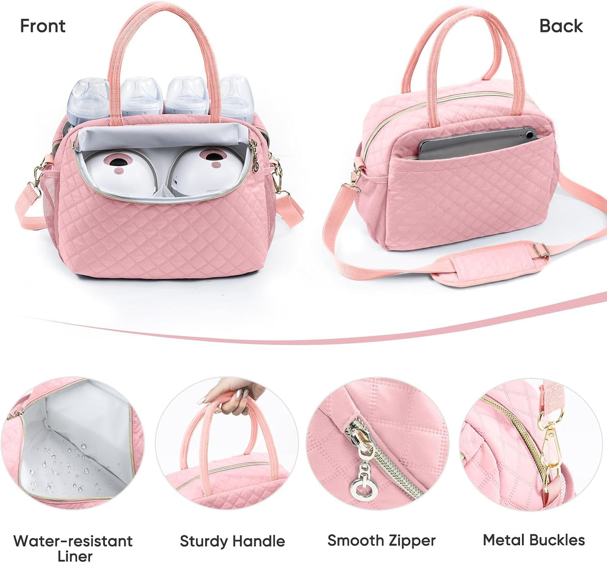 Breastmilk Cooler Travel Bag with 2pcs Wipes Dispensers and Ice Pack -Baby Bottle Cooler Bag for 6 Baby Bottles Up to 9 Ounce - Breast Pump Bag, Breastmilk Storage Bag, Bottle bag for Daycare