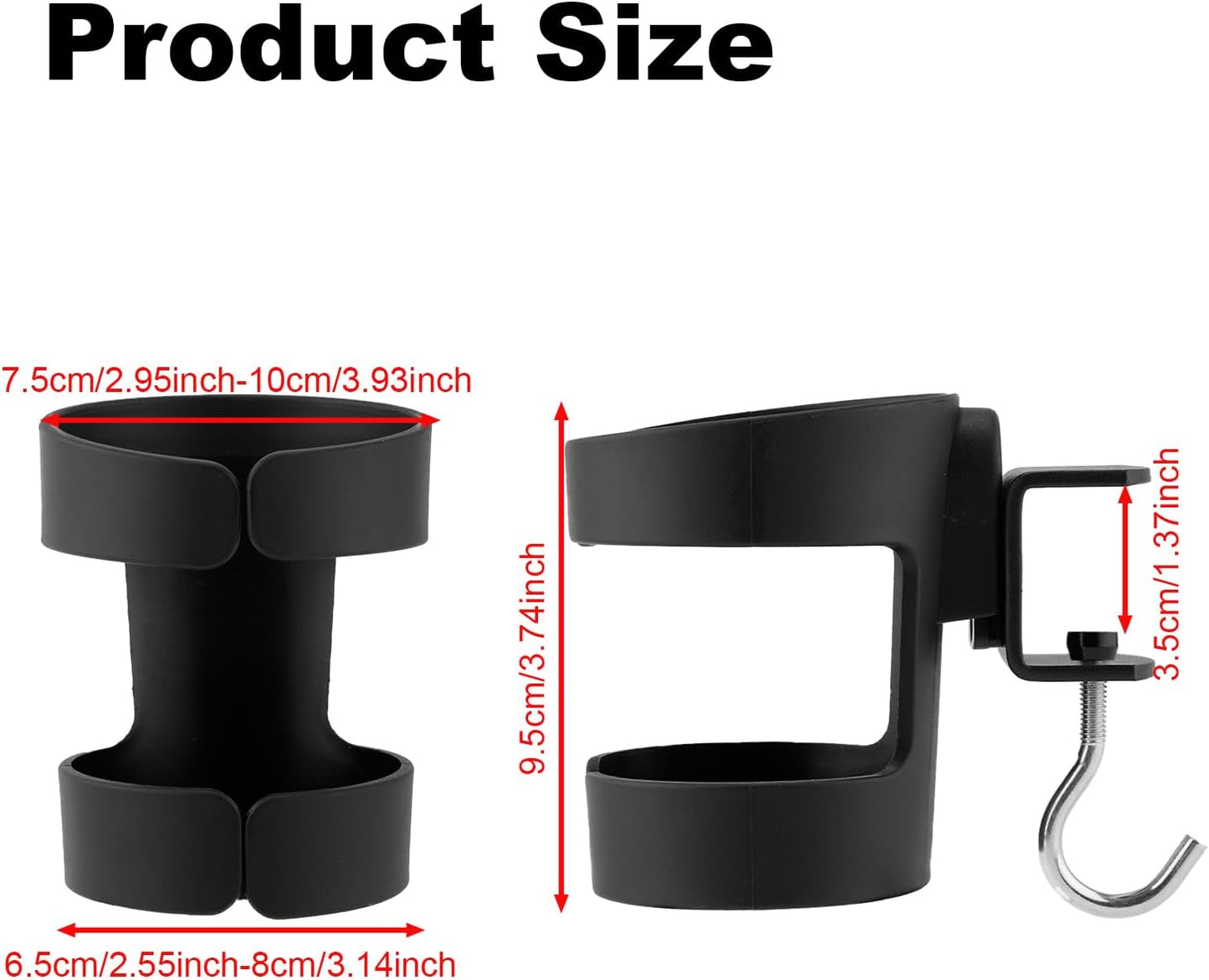 2-in-1 Desk Cup Holder, Adjustable Anti-Spill Tumbler Organizer Clamp with Hook for Owala & Stanley Water Bottles Cup Organizer for Office Gaming Desk and Table Accessories Workstation (Black)