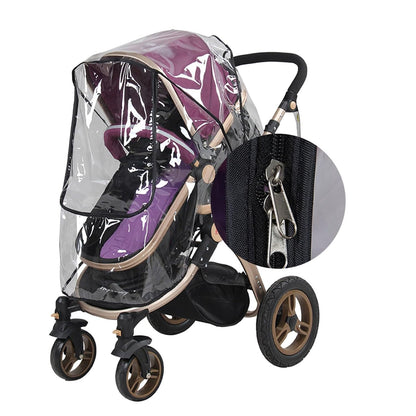 Foldable Stroller Rain Cover - Universal Fit for Small & Medium Umbrella Strollers, Durable Black Binding & Zipper Window (55x75x40cm)