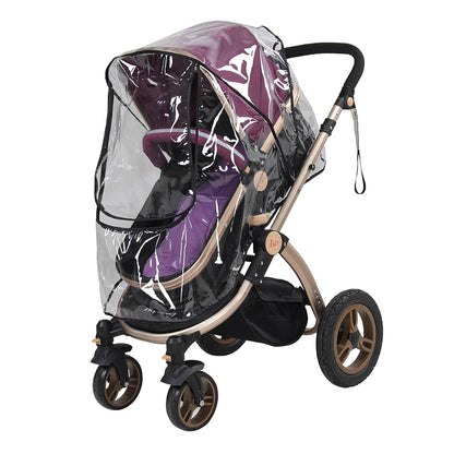 Foldable Stroller Rain Cover - Universal Fit for Small & Medium Umbrella Strollers, Durable Black Binding & Zipper Window (55x75x40cm)