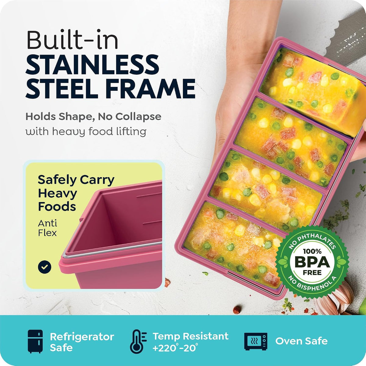 Silicone Freezer Trays with Lids, 1-Cup Soup Container Style Ice Cube Trays for Freezer - Leakproof, Dishwasher,Oven Safe, Stackable, Ideal for Frozen Broth, Leftovers & Meal Prep, BPA Free 2 Pack