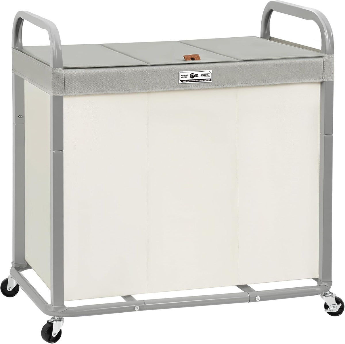 Laundry Hamper 3 Section with Lid Rolling Laundry Basket