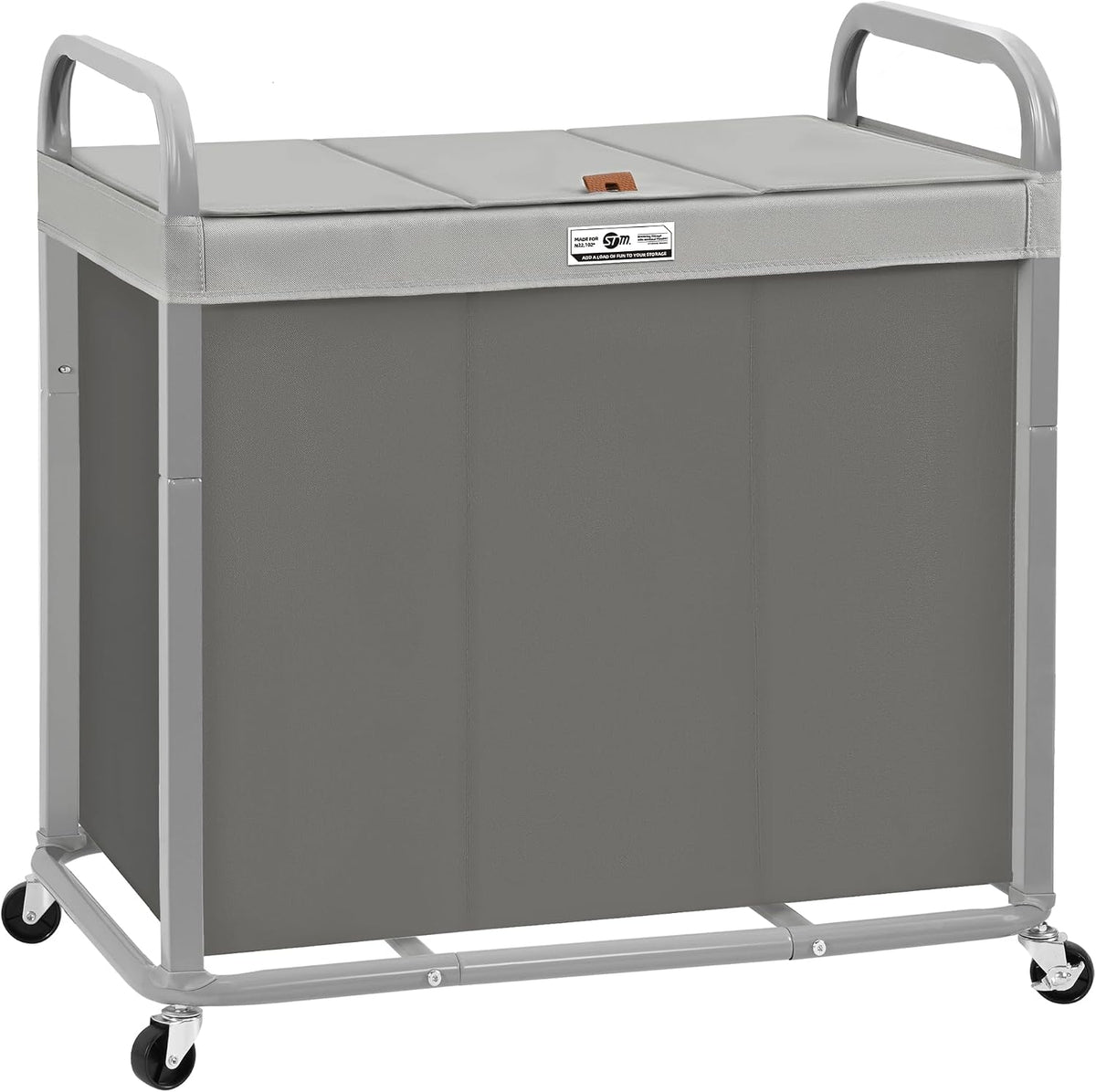 Laundry Hamper 3 Section with Lid Rolling Laundry Basket