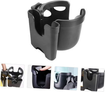 Multi Functional Plastic Stroller Cup Holder with Phone Box Trolley Bottle and Water Cup Rack Easy Installation for Flat Rods and Practical Storage