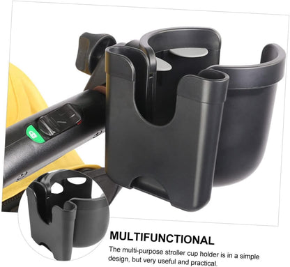 Multi Functional Plastic Stroller Cup Holder with Phone Box Trolley Bottle and Water Cup Rack Easy Installation for Flat Rods and Practical Storage