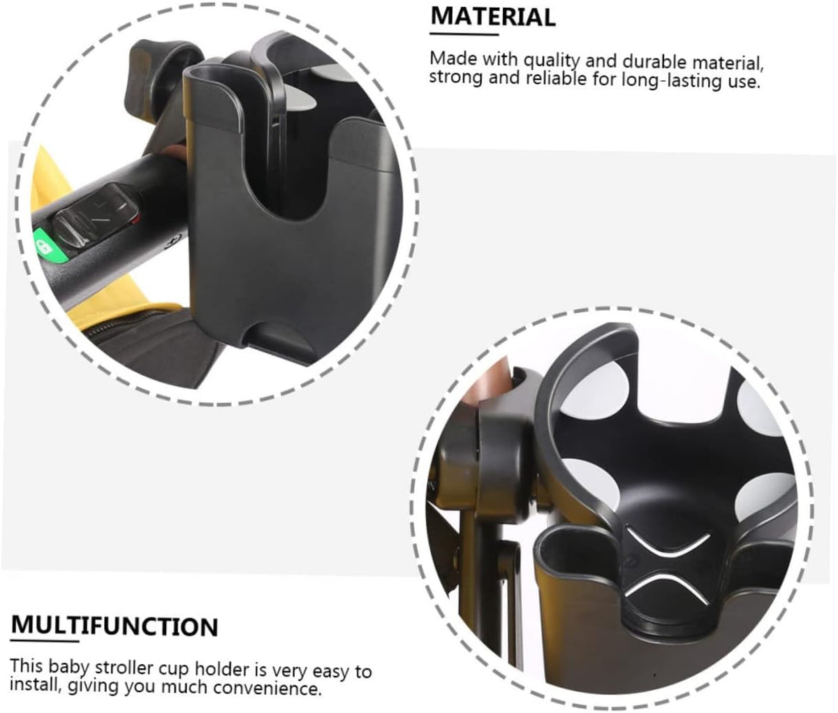 Multi Functional Plastic Stroller Cup Holder with Phone Box Trolley Bottle and Water Cup Rack Easy Installation for Flat Rods and Practical Storage