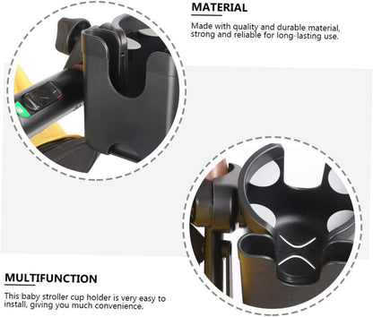 Multi Functional Plastic Stroller Cup Holder with Phone Box Trolley Bottle and Water Cup Rack Easy Installation for Flat Rods and Practical Storage