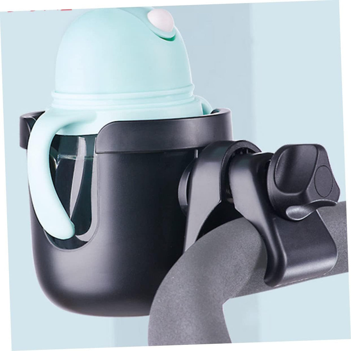 Multi Functional Plastic Stroller Cup Holder with Phone Box Trolley Bottle and Water Cup Rack Easy Installation for Flat Rods and Practical Storage