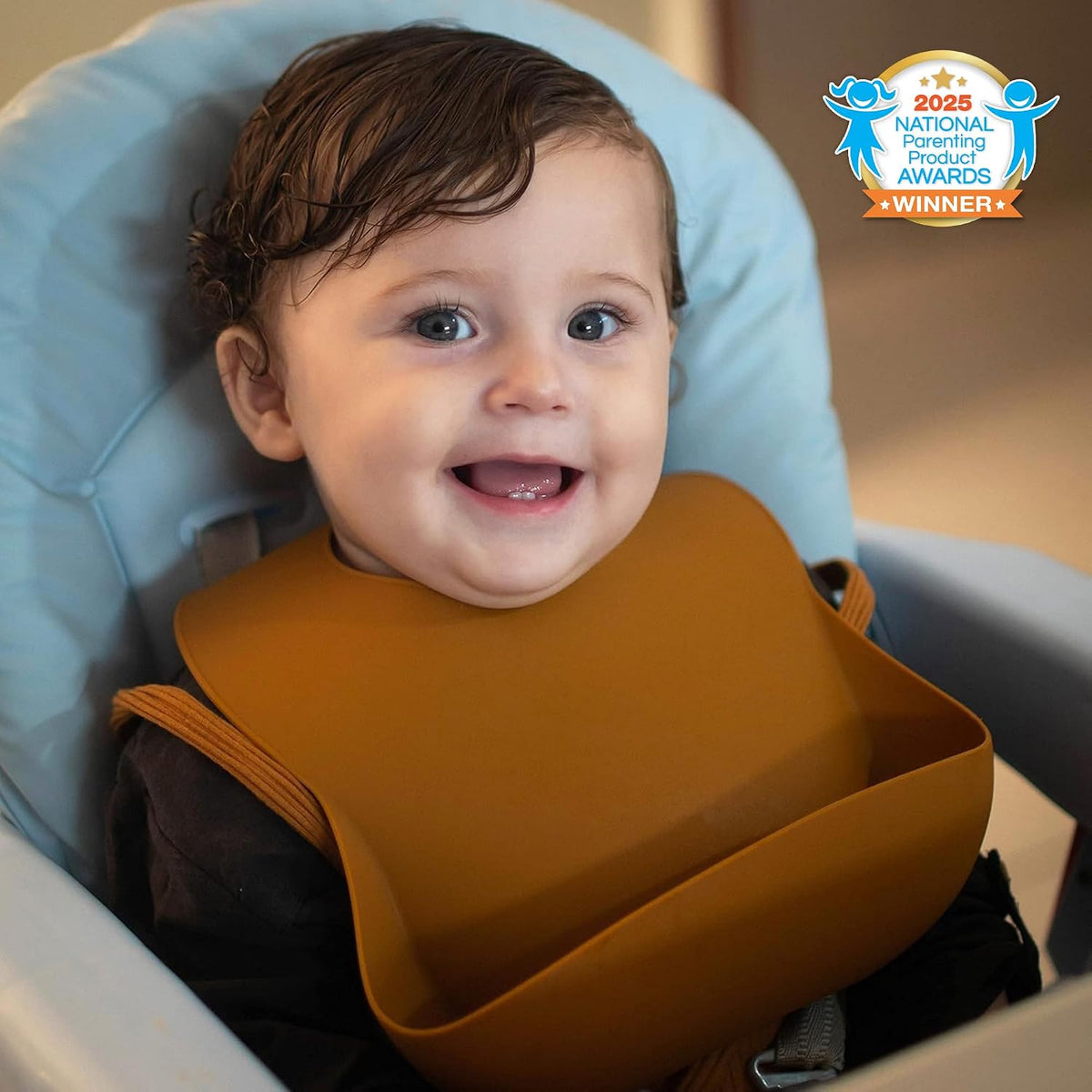 Silicone Baby Bibs Set of 3, BPA Free Waterproof Baby Bibs for Eating, Soft Adjustable Silicone Bibs for Babies 6-12 Months, Toddler Bibs with Pocket Food Catcher (Cream/Buck/Olive Green)