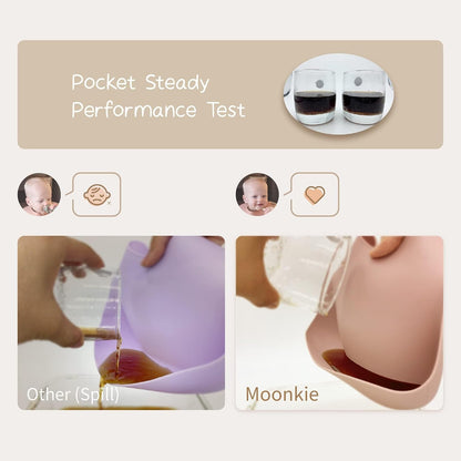 Silicone Baby Bibs Set of 3, BPA Free Waterproof Baby Bibs for Eating, Soft Adjustable Silicone Bibs for Babies 6-12 Months, Toddler Bibs with Pocket Food Catcher (Cream/Buck/Olive Green)