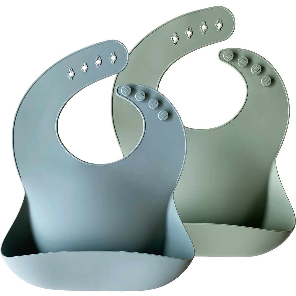 Silicone Baby Bibs Set of 3, BPA Free Waterproof Baby Bibs for Eating, Soft Adjustable Silicone Bibs for Babies 6-12 Months, Toddler Bibs with Pocket Food Catcher (Cream/Buck/Olive Green)