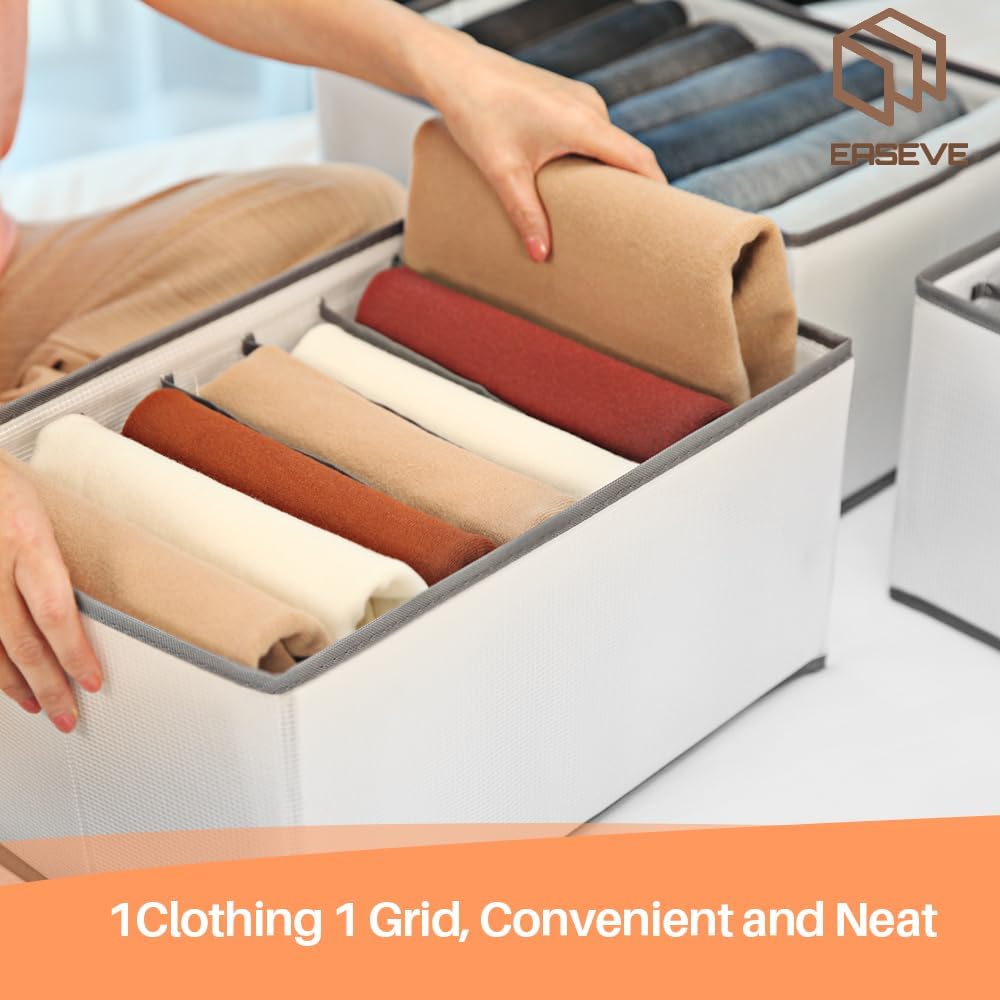 7-Grid Closet Organizers and Storage Bins with Dividers for Clothes
