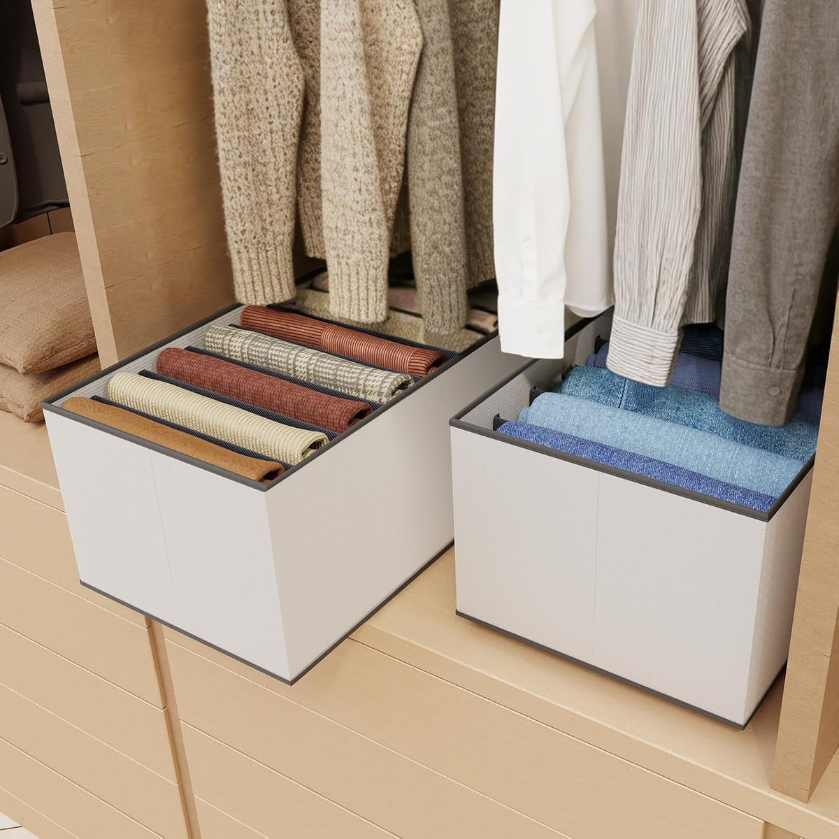 7-Grid Closet Organizers and Storage Bins with Dividers for Clothes