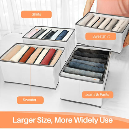 7-Grid Closet Organizers and Storage Bins with Dividers for Clothes
