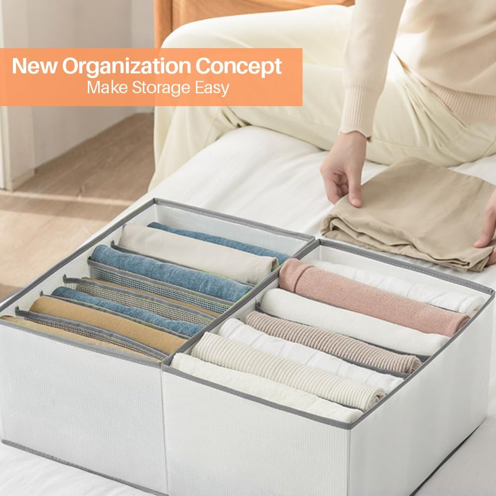 7-Grid Closet Organizers and Storage Bins with Dividers for Clothes